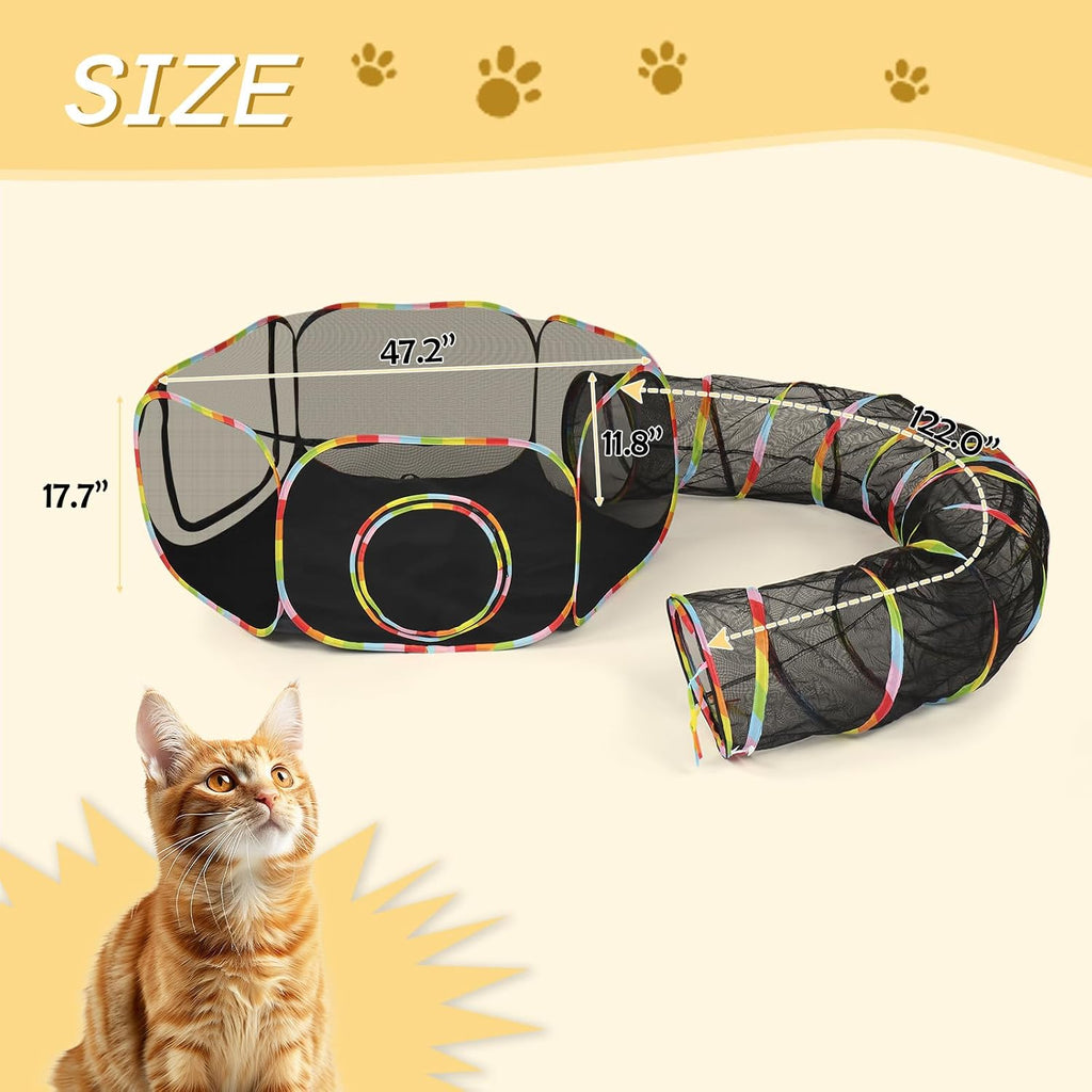 Cat Tunnel Tube Toys 2 Way Collapsible, Pet Tunnels for Indoor Outdoor, Catio, Outdoor Cat Enclosure, Puppy, Kitty, Kitten, Rabbit