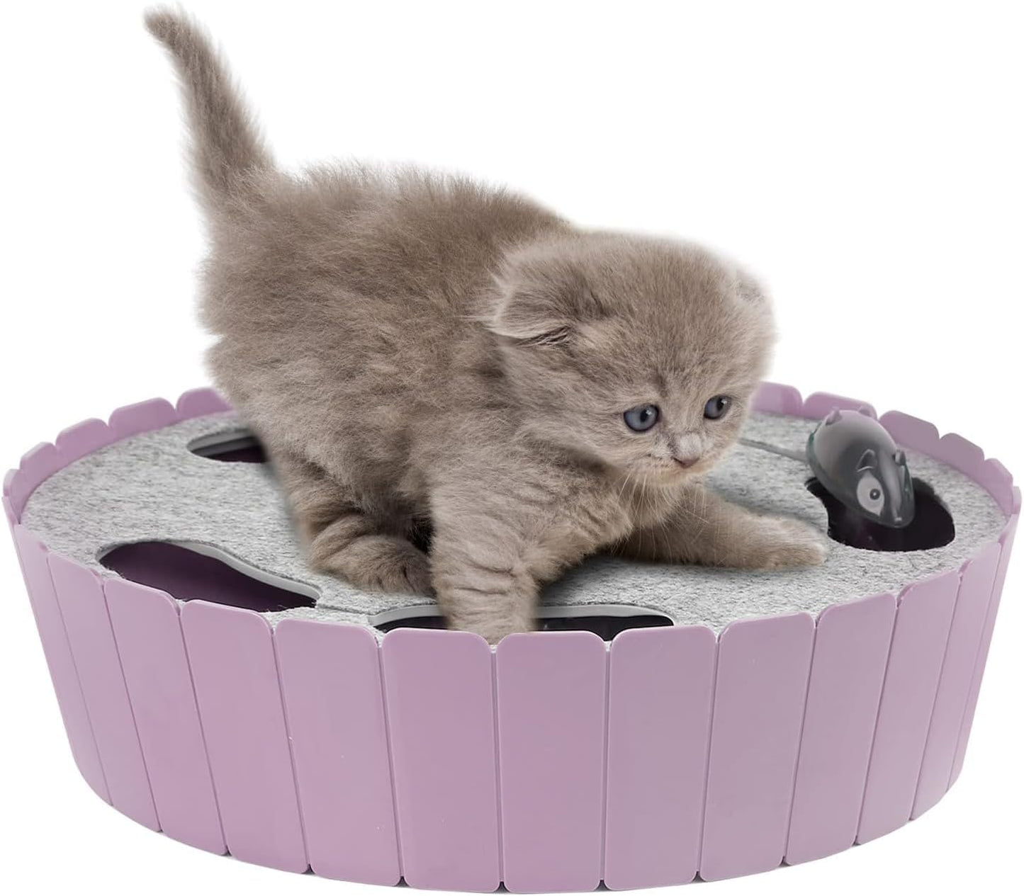 Interactive Cat Toy with Running Mouse, Electronic Motion Cat Toy Automatic Teaser for Indoor Cats, Pop and Play Hide Seek Cats Toys Hunting Mouse for Pet Kitten Play Fun Exercise, Purple