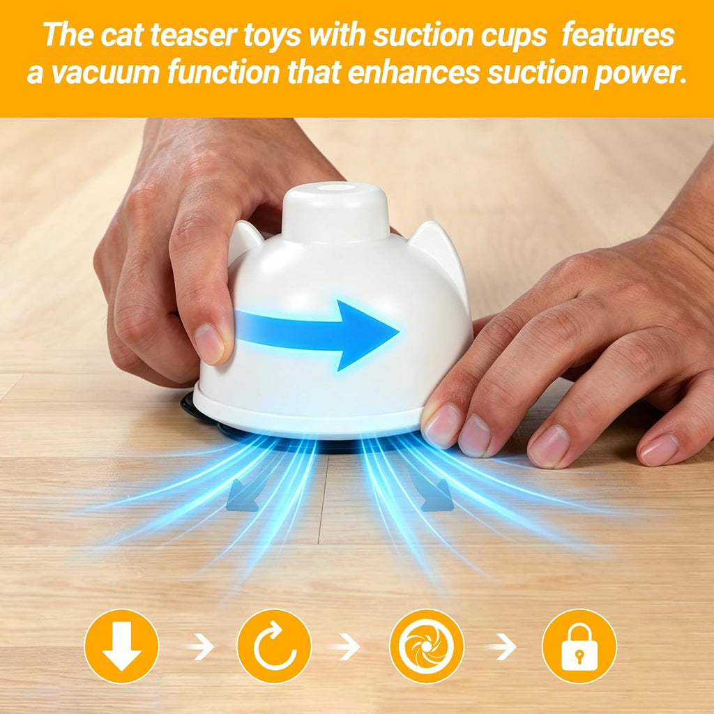 Interactive Cat Toys for Indoor Cats Toy Wand 360° Flying Bird Cat Toy | 2 Speed Adjustable Flying Bird Cat Toy Automatic Cats Toys with Self ON/OFF Feather Toy Suction Cup Electric Cat Teaser Wand