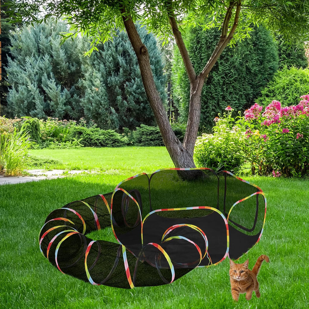 Cat Tunnel Tube Toys 2 Way Collapsible, Pet Tunnels for Indoor Outdoor, Catio, Outdoor Cat Enclosure, Puppy, Kitty, Kitten, Rabbit