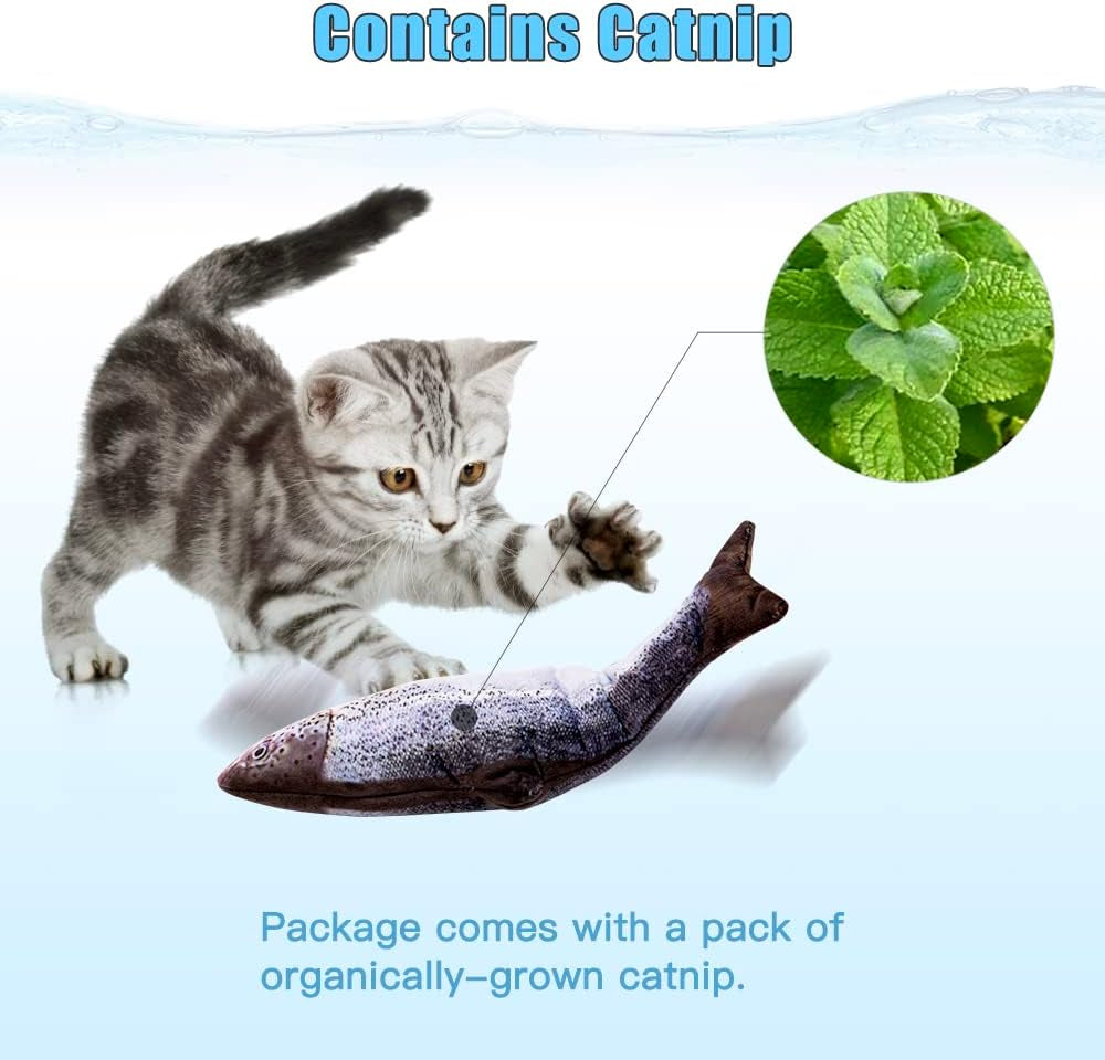 2 Pack 9" Floppy Fish Cat Toys with Silvervine and Catnip for Indoor Cats Interactive Flopping Fish Cat Kicker Catnip Toys for Cats Puppy Small Dogs (Salmon + Rainbow Trout)