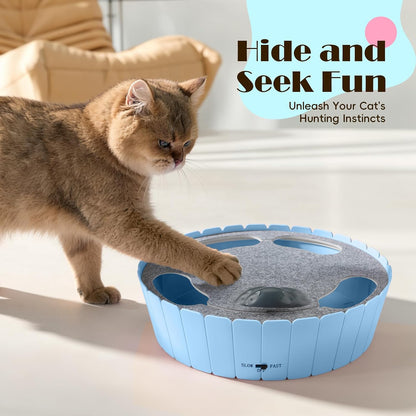 Interactive Cat Toy with Running Mouse, Electronic Motion Cat Toy Automatic Teaser for Indoor Cats, Pop and Play Hide Seek Cats Toys Hunting Mouse for Pet Kitten Play Fun Exercise, Blue