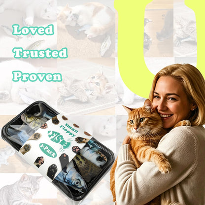 Realistic Floppy Fish Cat Toys, 3 Pack Mini-Sized, Moving Cat Toy Flopping Fish for Indoor Kitten, Sardine/Saury/Bass Interactive Cat Toys, Touch Activated, Rechargeable.