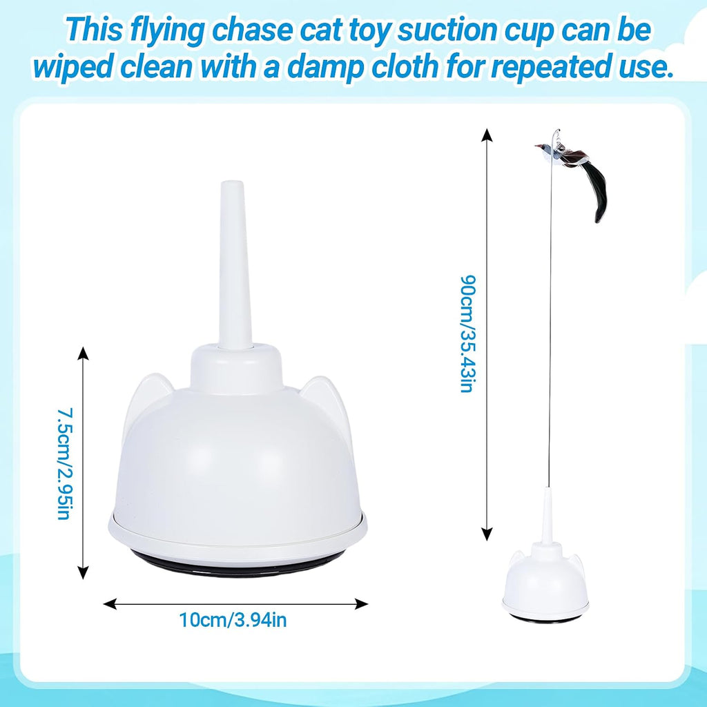 Interactive Cat Toys for Indoor Cats Toy Wand 360° Flying Bird Cat Toy | 2 Speed Adjustable Flying Bird Cat Toy Automatic Cats Toys with Self ON/OFF Feather Toy Suction Cup Electric Cat Teaser Wand
