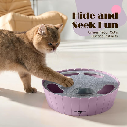 Interactive Cat Toy with Running Mouse, Electronic Motion Cat Toy Automatic Teaser for Indoor Cats, Pop and Play Hide Seek Cats Toys Hunting Mouse for Pet Kitten Play Fun Exercise, Purple