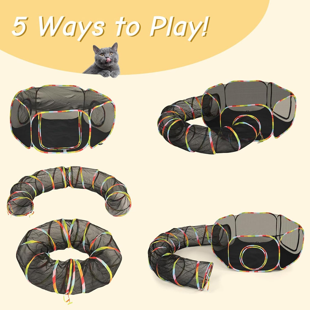 Cat Tunnel Tube Toys 2 Way Collapsible, Pet Tunnels for Indoor Outdoor, Catio, Outdoor Cat Enclosure, Puppy, Kitty, Kitten, Rabbit