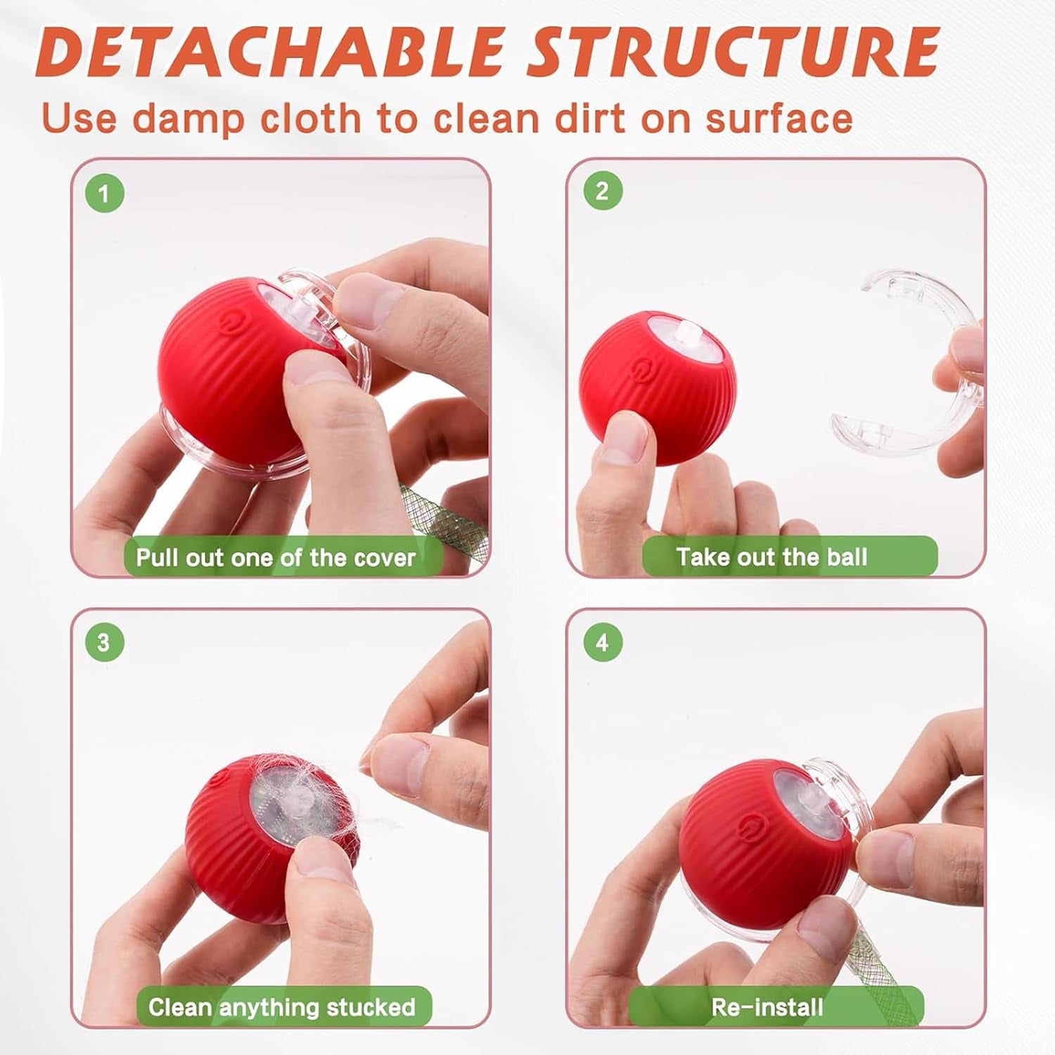 Speed 2.0 Tail Interactive Cat Toys for Indoor Cats, Chirping & Motion Activate Cat Toy, Smart Kitten Rolling Ball Moving Ball Toys, Rechargeable Dog Cat Bal L for Enrichment Exercise (Green)