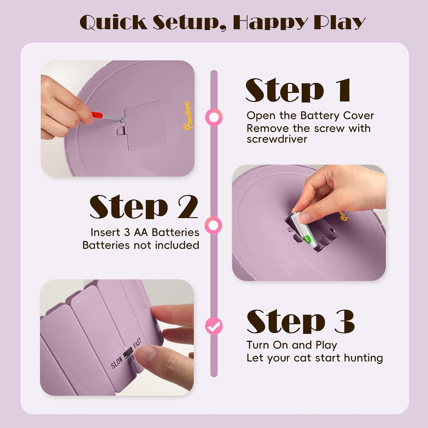 Interactive Cat Toy with Running Mouse, Electronic Motion Cat Toy Automatic Teaser for Indoor Cats, Pop and Play Hide Seek Cats Toys Hunting Mouse for Pet Kitten Play Fun Exercise, Purple