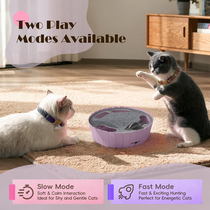 Interactive Cat Toy with Running Mouse, Electronic Motion Cat Toy Automatic Teaser for Indoor Cats, Pop and Play Hide Seek Cats Toys Hunting Mouse for Pet Kitten Play Fun Exercise, Purple