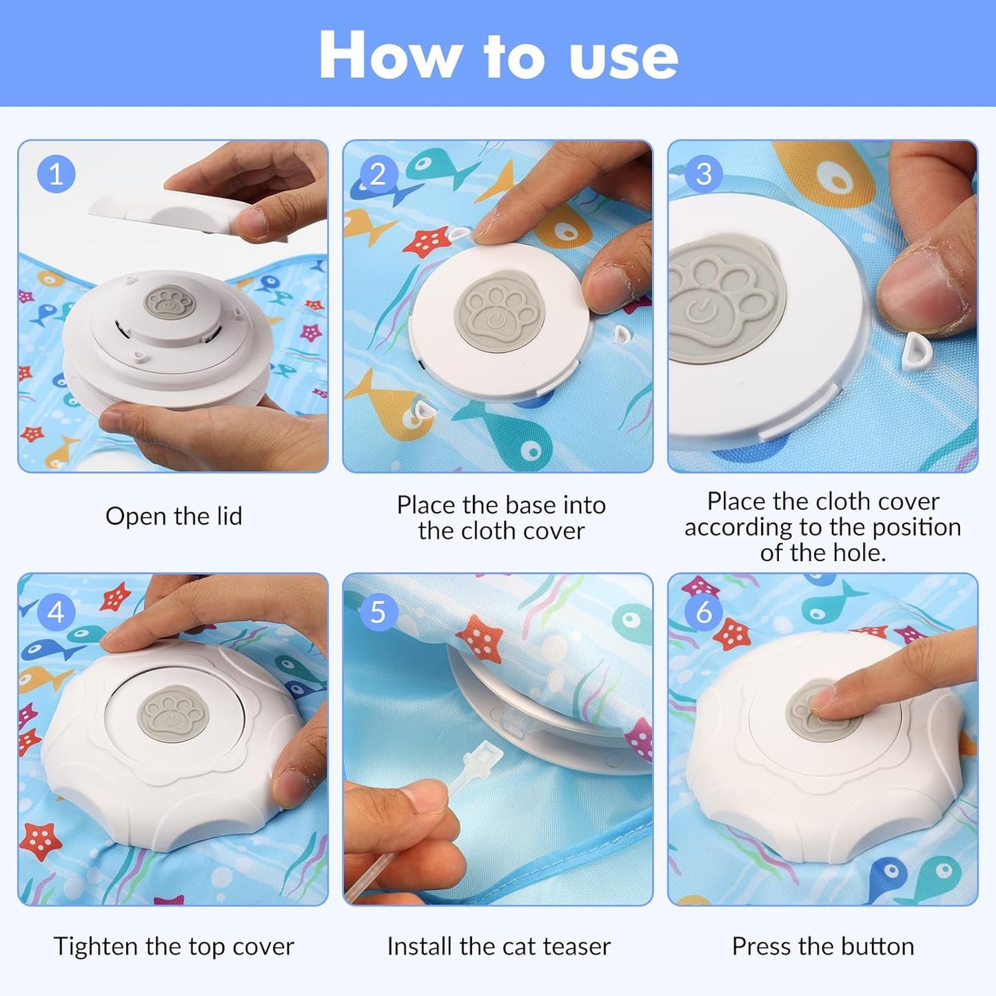 Interactive Cat Toys Rechargeable,Durable Hide and Seek Cat Toys with Moving Concealed Feathers, Automatic Cat Kitten Toy for Indoor Bored Adult Cats