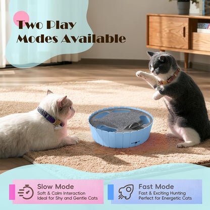 Interactive Cat Toy with Running Mouse, Electronic Motion Cat Toy Automatic Teaser for Indoor Cats, Pop and Play Hide Seek Cats Toys Hunting Mouse for Pet Kitten Play Fun Exercise, Blue